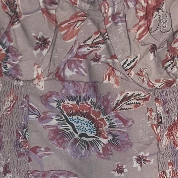 Japna Off Shoulder Shirt Womens Medium New Cropped Floral Smocked Summer - Picture 5 of 8